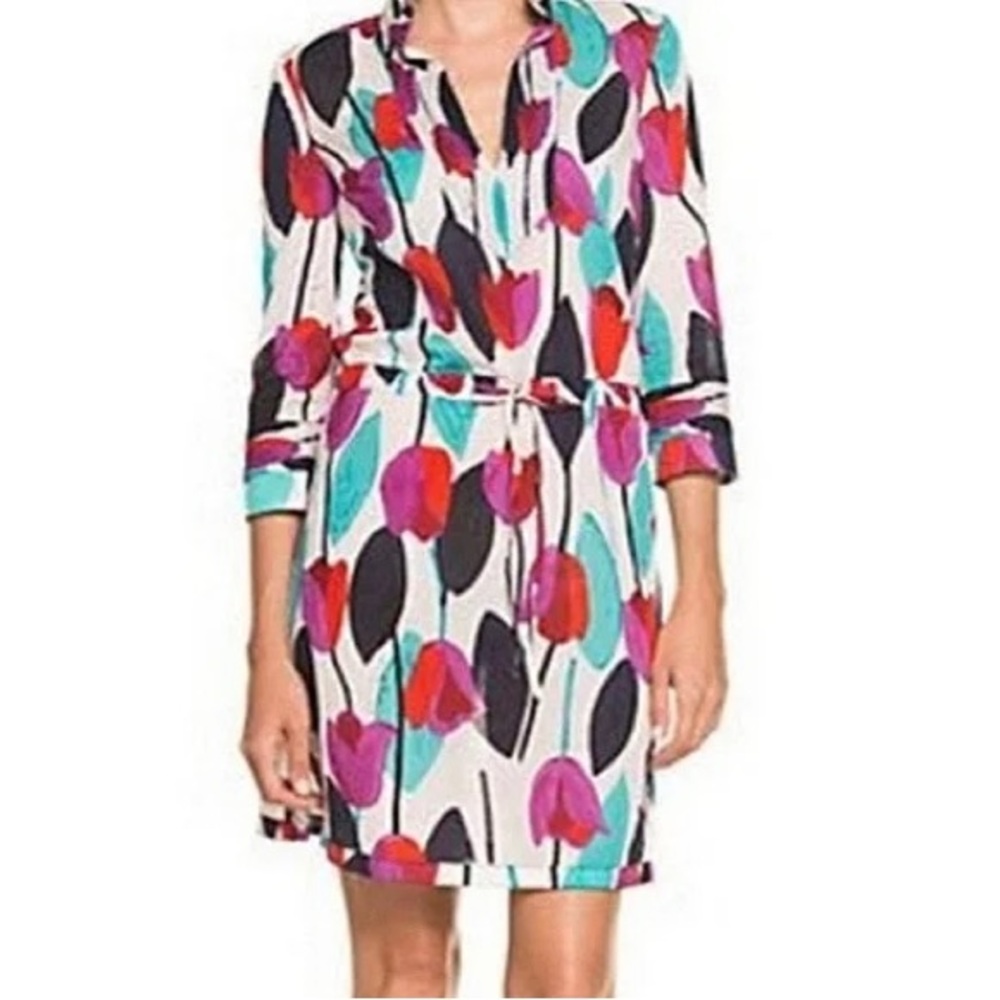 Tory Burch Tulip Daniella Ballet 3/4 Sleeve Cotton Spring Dress Sz 0 Pink Slip